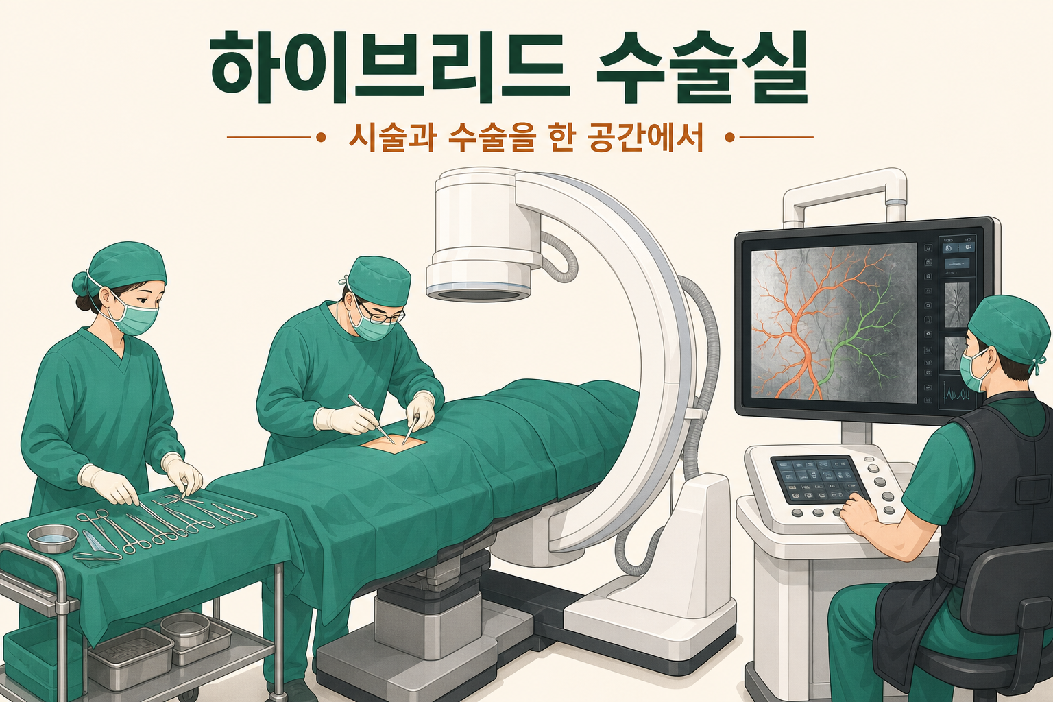 시술과 수술이 이어지는 공간을 설명하는 안내 도식