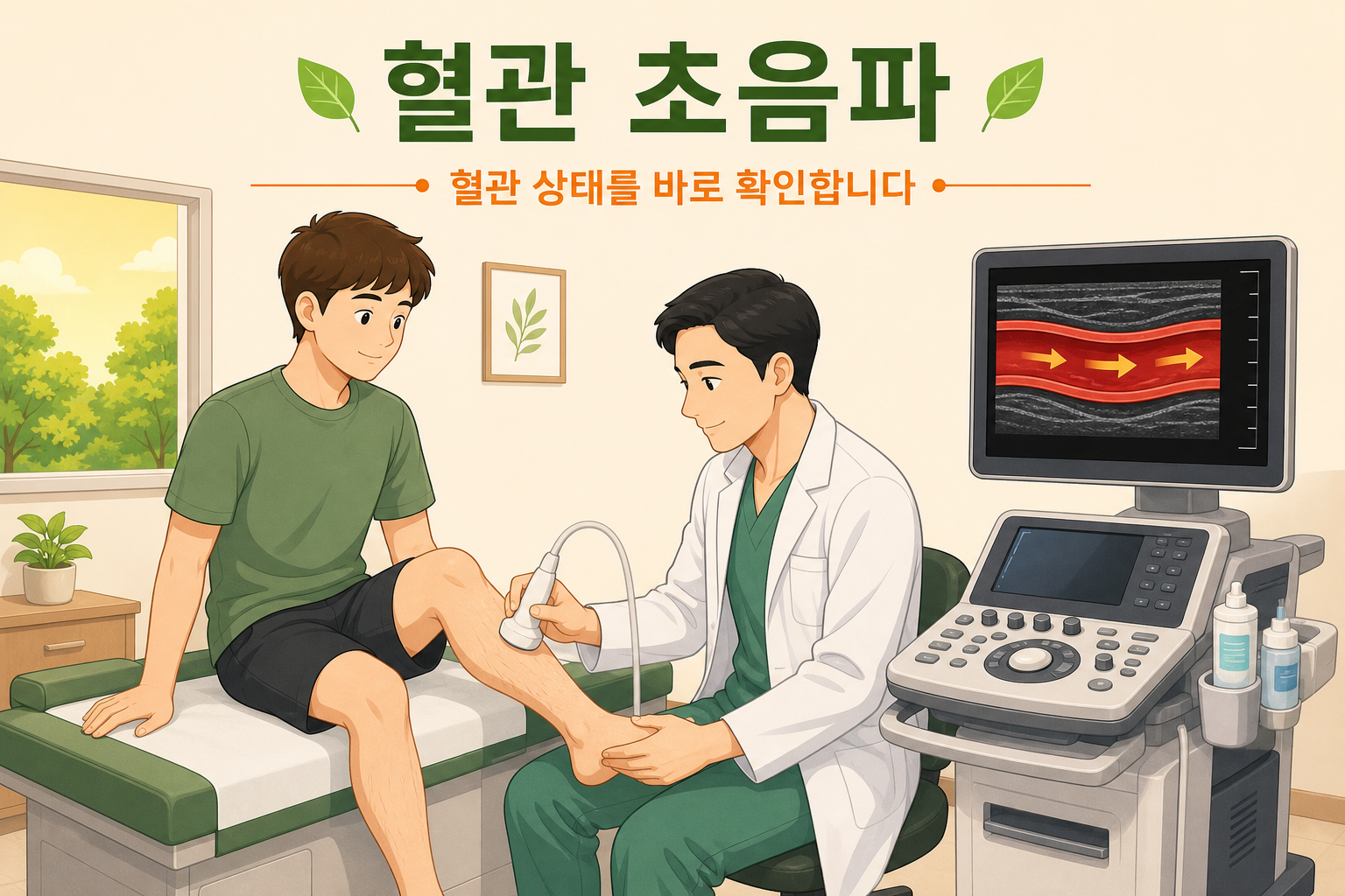 혈관초음파 검사실을 설명하는 안내 도식